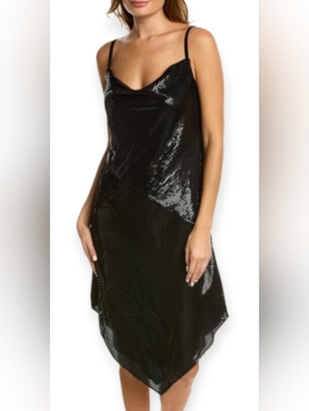 NWT! Trina Turk Fall Formal Cowl Neck Women's Cocktail Velvet Midi Dress Medium
